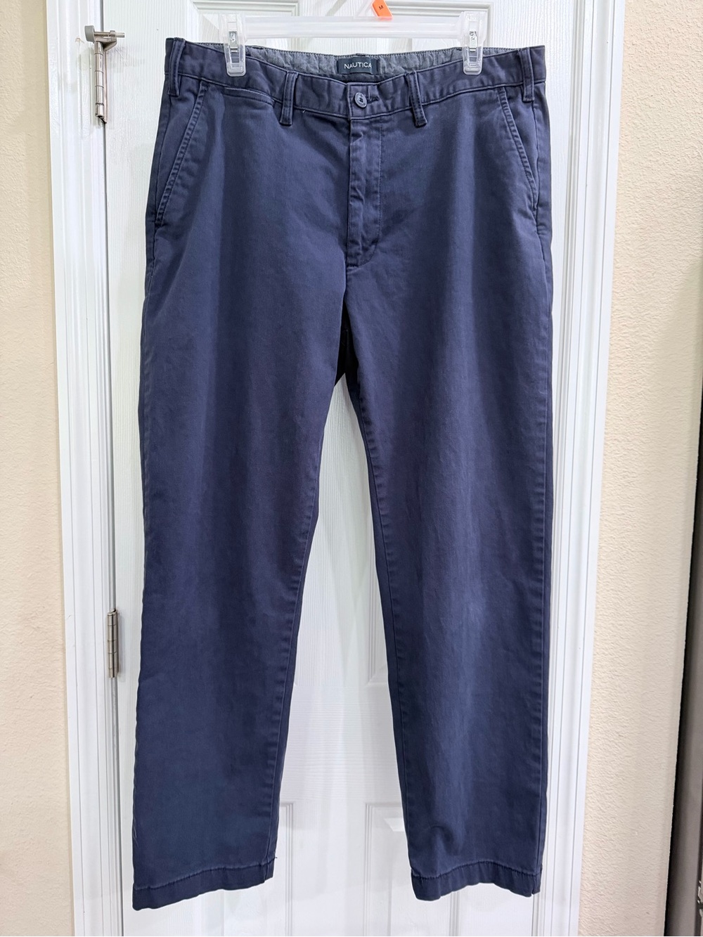 Nautica Classic Fit Stretch Chino Pants Men’s 34x28 Navy Blue Soft Touch Casual